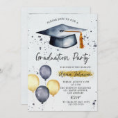Modern Script Photo Graduation Party Invitation  Einladung (Vorne/Hinten)