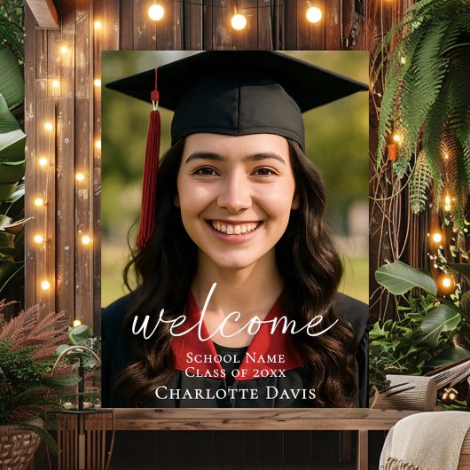 Modern script photo Graduation Party welcome Poster