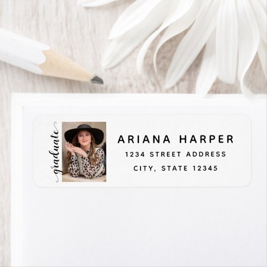 Modern Script Photo Graduation Return Address (Insitu)