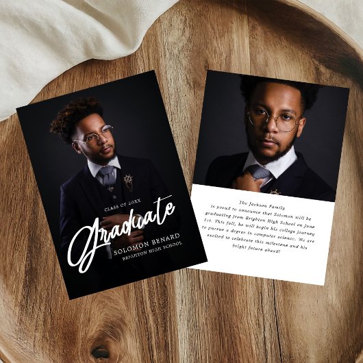 Modern Script Photo High School Graduation  Ankündigung