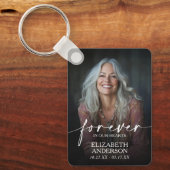 Modern Script Photo Memorial Forever in our Hearts Schlüsselanhänger (Vorderseite)