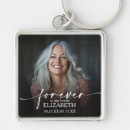 Modern Script Photo Memorial Forever in our Hearts Schlüsselanhänger