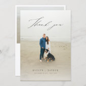 Modern Script Photo Overlay Wedding Message Dankeskarte (Vorne/Hinten)