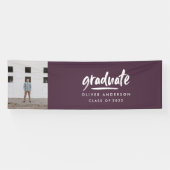 Modern script photo purple elegant graduation banner (Horizontal)