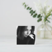 Modern Script Photo QR Code Author Writer Quadratische Visitenkarte (Stehend Vorderseite)