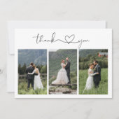 Modern Script Photo Wedding Dankeskarte (Vorderseite)