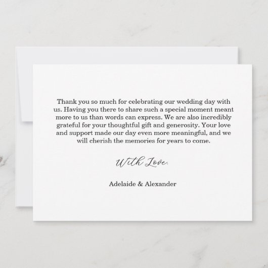 Modern Script Photo Wedding Dankeskarte (Rückseite)