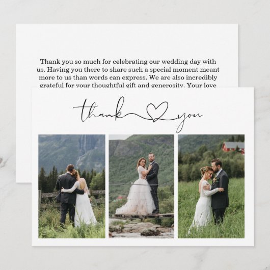 Modern Script Photo Wedding Dankeskarte (Vorne/Hinten)