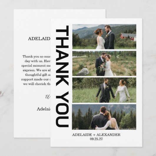 Modern Script Photo Wedding Dankeskarte (Vorne/Hinten)