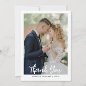 Modern Script Photo Wedding Dankeskarte (Vorderseite)