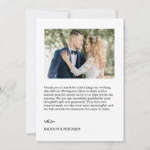 Modern Script Photo Wedding Dankeskarte (Rückseite)