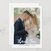Modern Script Photo Wedding Dankeskarte (Vorne/Hinten)