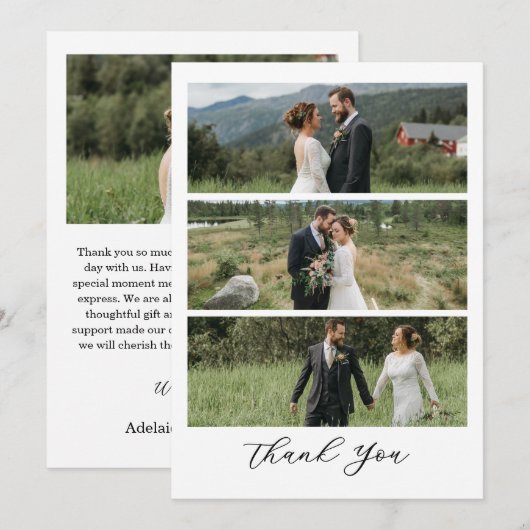 Modern Script Photo Wedding Dankeskarte (Vorne/Hinten)
