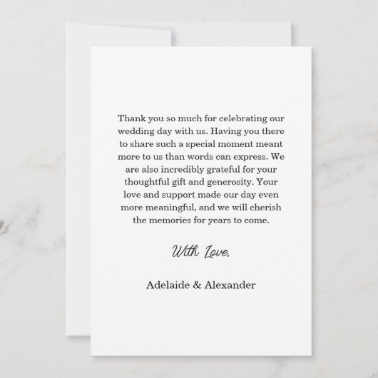 Modern Script Photo Wedding Dankeskarte (Rückseite)