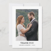 Modern Script Photo Wedding Dankeskarte (Vorderseite)