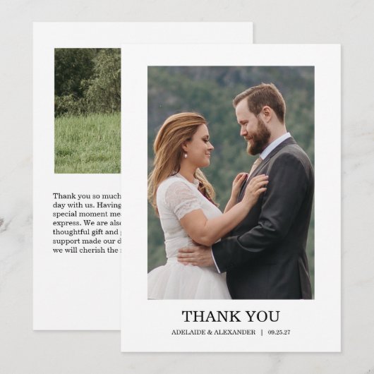 Modern Script Photo Wedding Dankeskarte (Vorne/Hinten)