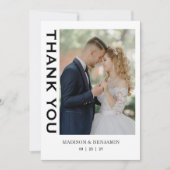 Modern Script Photo Wedding Dankeskarte (Vorderseite)