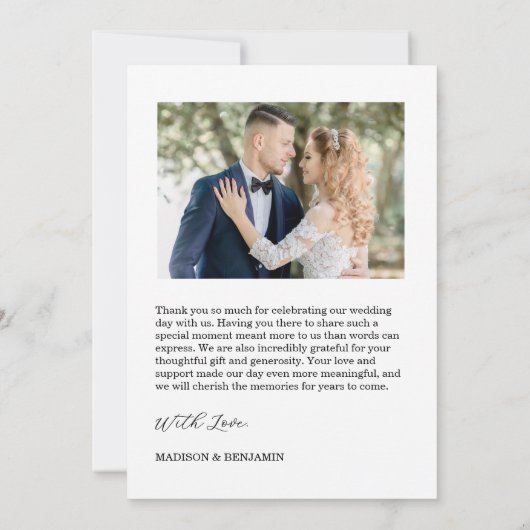 Modern Script Photo Wedding Dankeskarte (Rückseite)