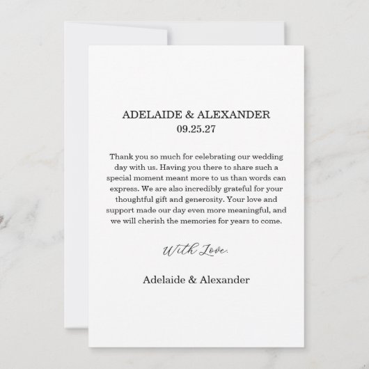 Modern Script Photo Wedding Dankeskarte (Rückseite)