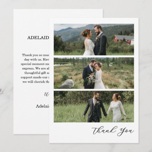 Modern Script Photo Wedding Dankeskarte (Vorne/Hinten)