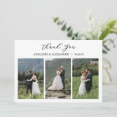 Modern Script Photo Wedding Dankeskarte (Stehend Vorderseite)