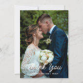 Modern Script Photo Wedding Dankeskarte (Vorderseite)