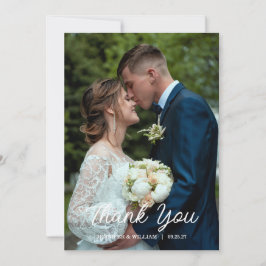 Modern Script Photo Wedding Dankeskarte