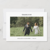 Modern Script Photo Wedding Dankeskarte (Vorderseite)
