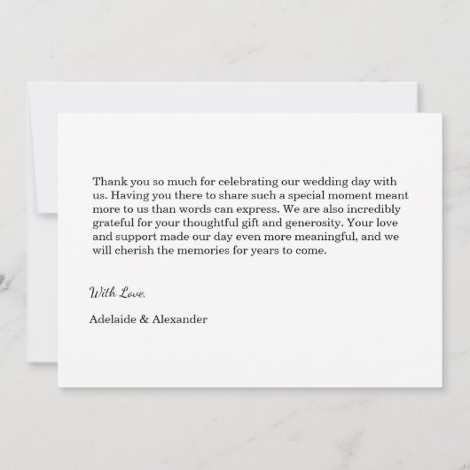 Modern Script Photo Wedding Dankeskarte (Rückseite)