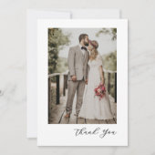 Modern Script Photo Wedding Dankeskarte (Vorderseite)
