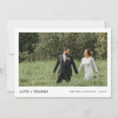 Modern Script Photo Wedding Dankeskarte (Vorderseite)