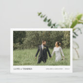 Modern Script Photo Wedding Dankeskarte (Stehend Vorderseite)