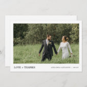 Modern Script Photo Wedding Dankeskarte (Vorne/Hinten)