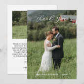 Modern Script Photo Wedding Dankeskarte (Vorne/Hinten)