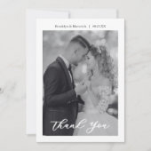 Modern Script Photo Wedding Dankeskarte (Vorderseite)