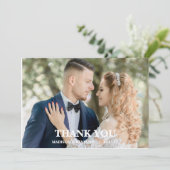 Modern Script Photo Wedding Dankeskarte (Stehend Vorderseite)
