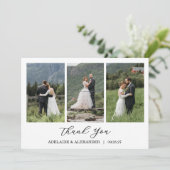 Modern Script Photo Wedding Dankeskarte (Stehend Vorderseite)
