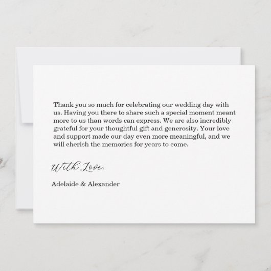 Modern Script Photo Wedding Dankeskarte (Rückseite)
