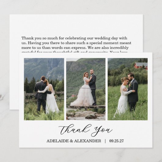 Modern Script Photo Wedding Dankeskarte (Vorne/Hinten)