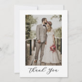 Modern Script Photo Wedding Dankeskarte (Vorderseite)