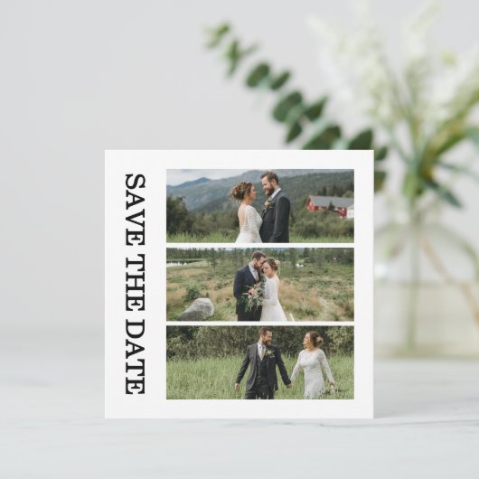 Modern Script Photo Wedding Save The Date (Stehend Vorderseite)