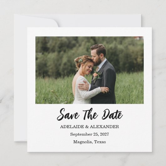 Modern Script Photo Wedding Save The Date (Rückseite)