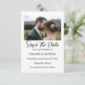 Modern Script Photo Wedding Save The Date (Stehend Vorderseite)