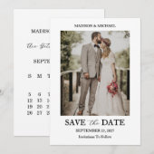 Modern Script Photo Wedding Save The Date Einladung (Vorne/Hinten)