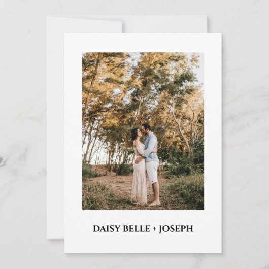 Modern Script Photo Wedding Save The Date Einladung (Vorderseite)