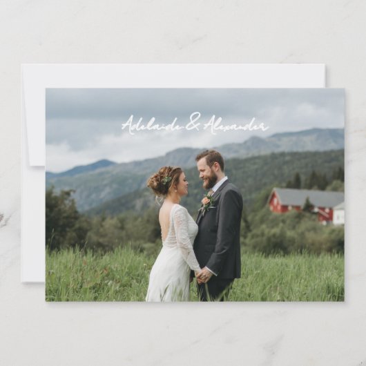 Modern Script Photo Wedding Save The Date Einladung (Rückseite)