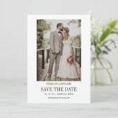 Modern Script Photo Wedding Save The Date Einladung (Stehend Vorderseite)
