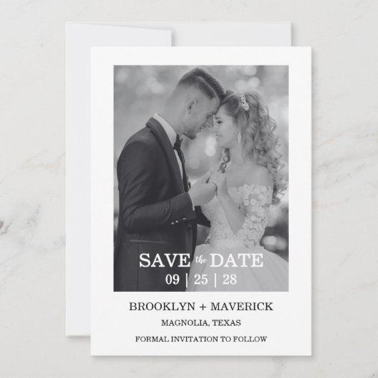 Modern Script Photo Wedding Save The Date Einladung (Vorderseite)