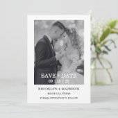 Modern Script Photo Wedding Save The Date Einladung (Stehend Vorderseite)
