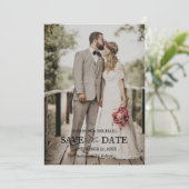 Modern Script Photo Wedding Save The Date Einladung (Stehend Vorderseite)